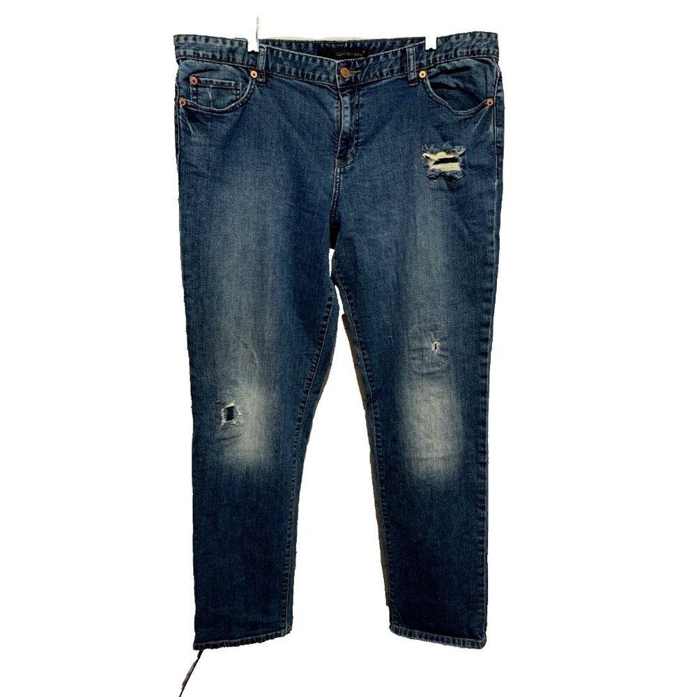 Calvin Klein Jeans Sz 33/16 Boyfriend Medium Wash Denim Jeans Distressed